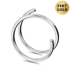 14K White Gold Double Hoop Nose Ring