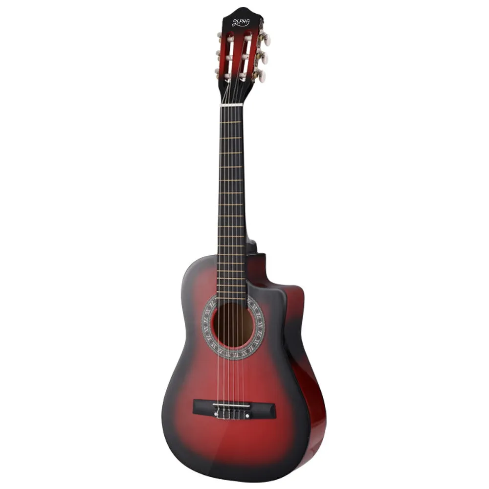 34" Inch Classical Acoustic Cutaway Wooden Kids Guitar 1/2 Size Red