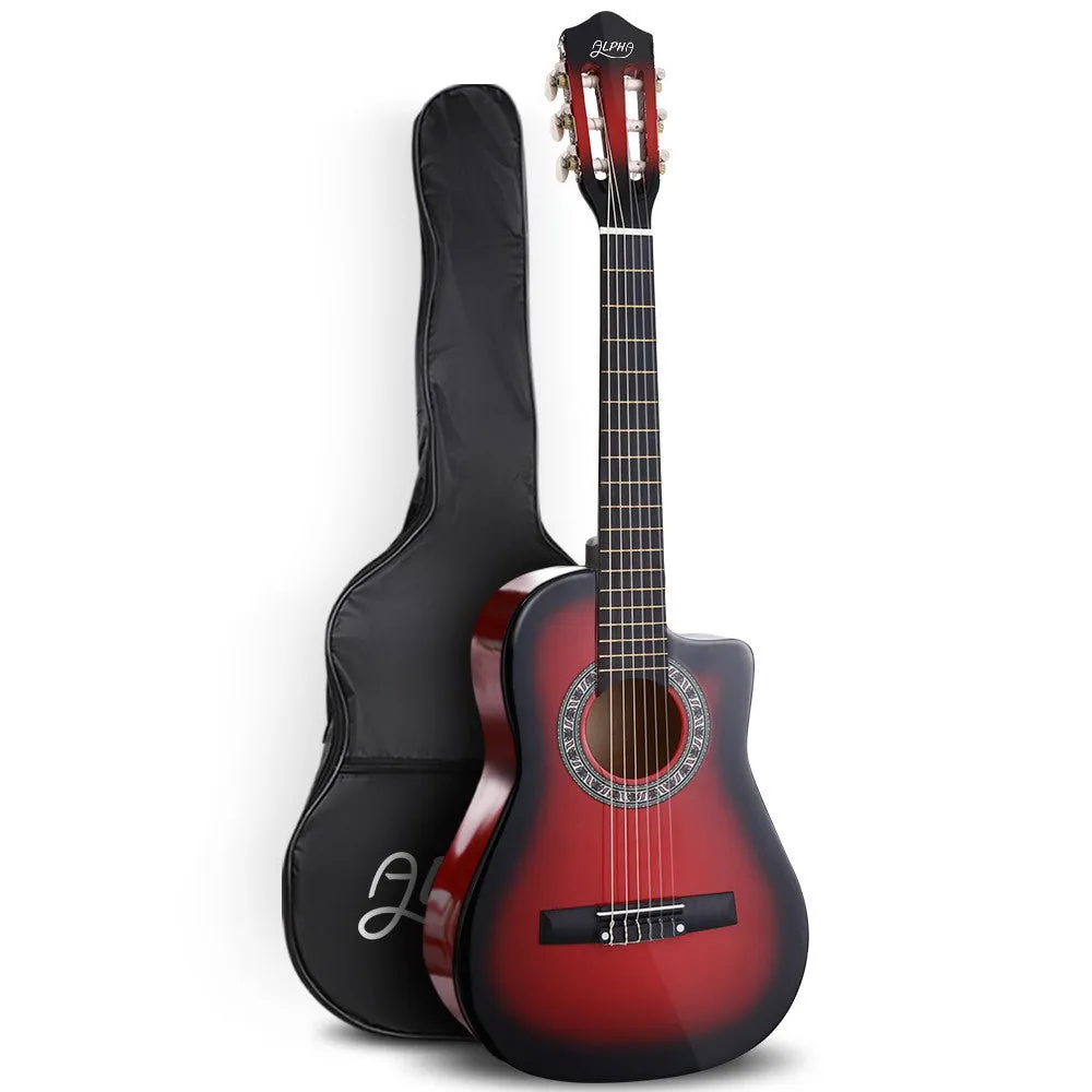 34" Inch Classical Acoustic Cutaway Wooden Kids Guitar 1/2 Size Red