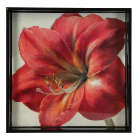 Amaryllis Red 15 inch Square Lacquer Art Serving Tray