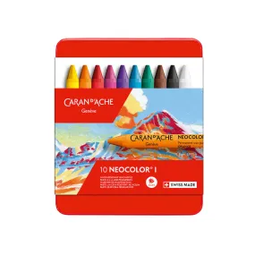 Caran d'Ache Neocolor I Water Resistant Wax Pastels Box of 10