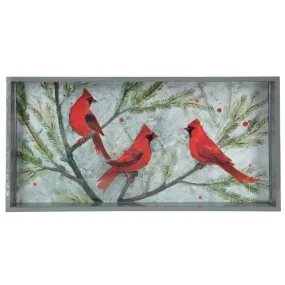 Cardinals Red 10 X 20 Inch Rectangular Lacquer Art Serving Tray