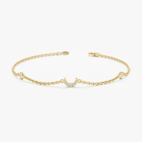 Diamond Crescent Moon Station Bracelet, Francesca