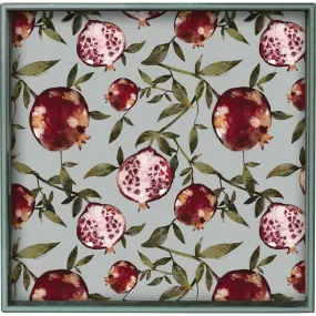 Fresh Pomegranates Lacquer Serving Tray - 15 Square