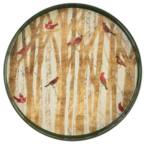 Red Birds 15 Round Tray