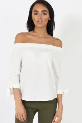 White Bardot Top - Bailey